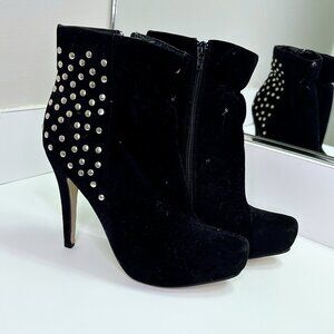 Studded Black Bootie Heels